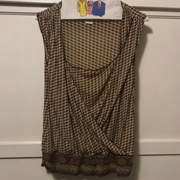 Studio M Brown and Cream Top Medium - Picture 1 of 6